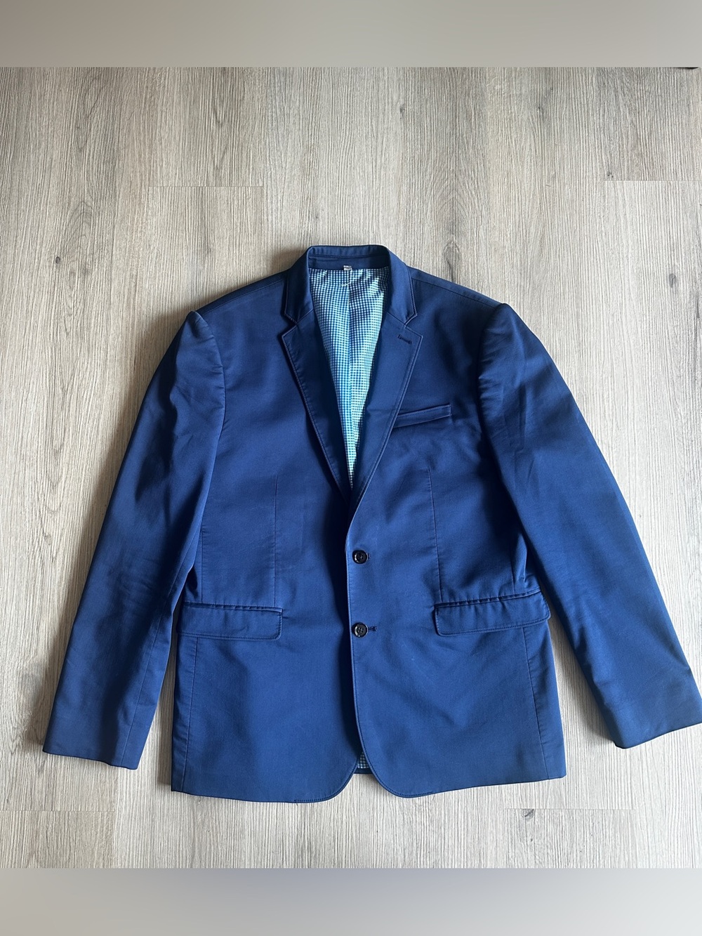 Express Photographer Blazer Mens 42 Regular Blue Fitted Two-Button Jacket